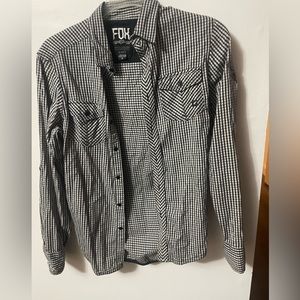 Fox Racing Men’s Slim Fit Small Black White Button Up Shirt Long Sleeve